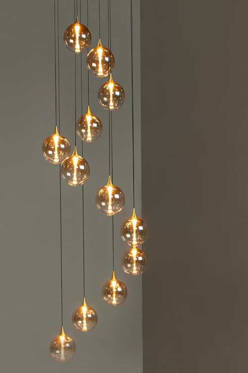 Lucide GISELA - Suspension - Ø 61 cm - LED Dim. - 12x3,5W 2700K - Ambre | Premium - ambiance 1